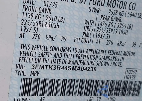 2025 Ford Mustang Mach-E Premium z USA, uszkodzony, nr VIN 3FMTK3R44SMA04238